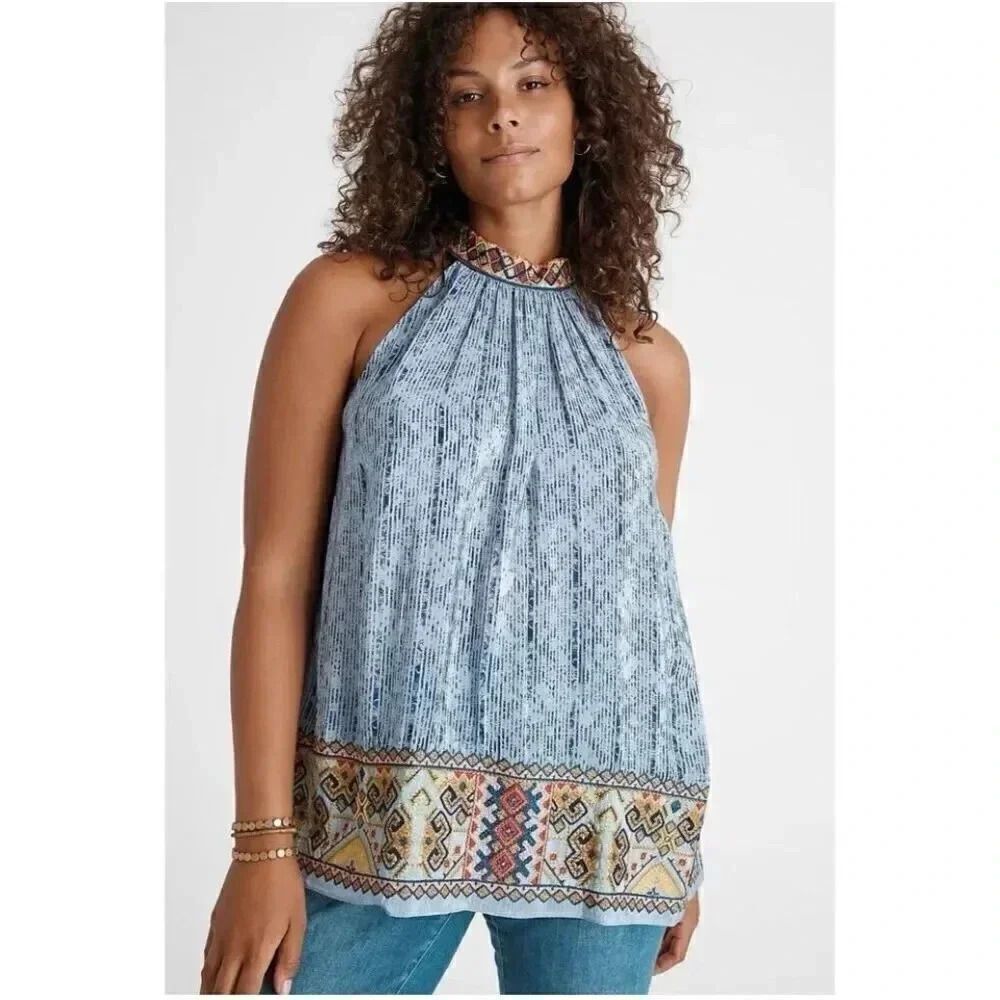 Anthropologie Bhanuni by Jyoti Jina Blue Halter Gypsy Beaded Sz XS #2121